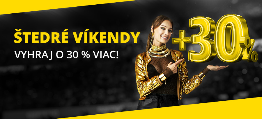 Vyhraj počas Štedrých víkendov s Fortunou až o 30 % viac!