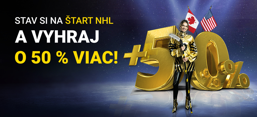 Stav si na štart NHL a vyhraj až o 50 % viac!